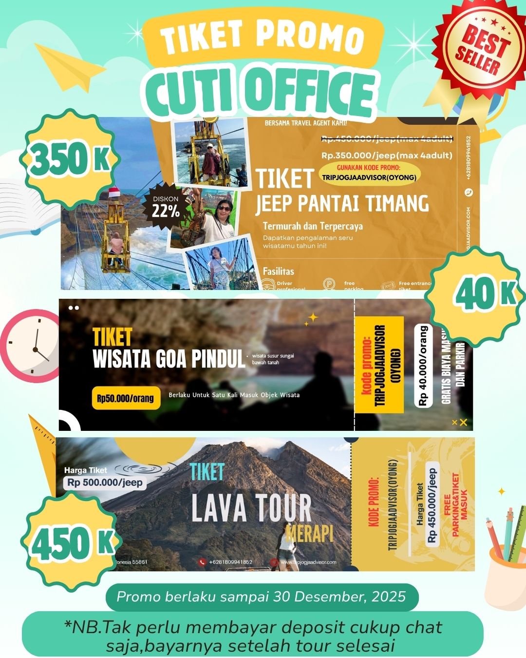 PROMO TIKET: JEEP TIMANG,GOA PINDUL,JEEP LAVA TOUR MERAPI