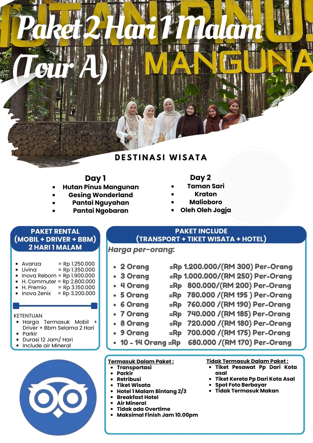 paket 2hari 1malam Tour A